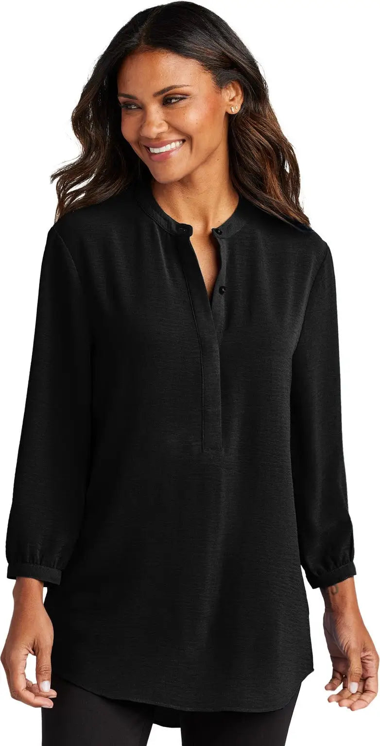 Port Authority Lw713 Women’s 3/4-sleeve Textured Crepe Tunic - Deep Black