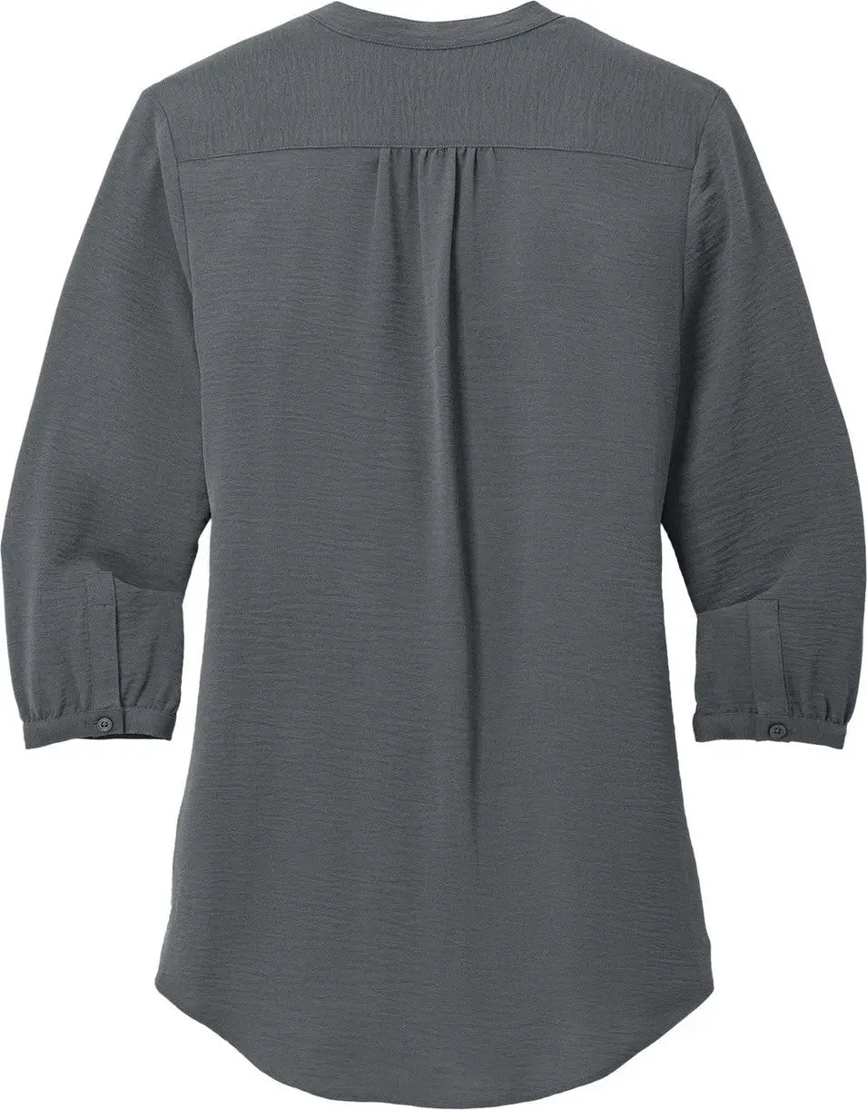 Port Authority Lw713 Women’s 3/4-sleeve Textured Crepe Tunic - Graphite