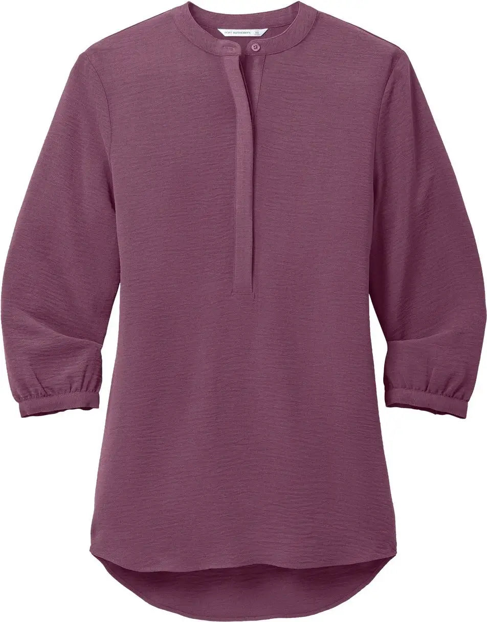 Port Authority Lw713 Women’s 3/4-sleeve Textured Crepe Tunic - Purple Mist