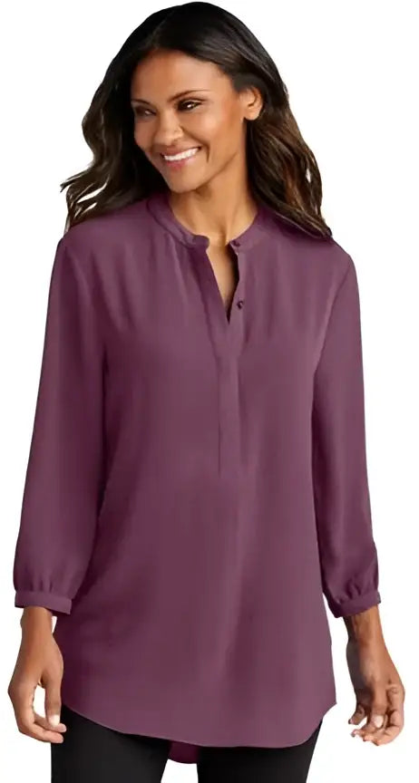 Port Authority Lw713 Women’s 3/4-sleeve Textured Crepe Tunic - Purple Mist - Ladies Xs