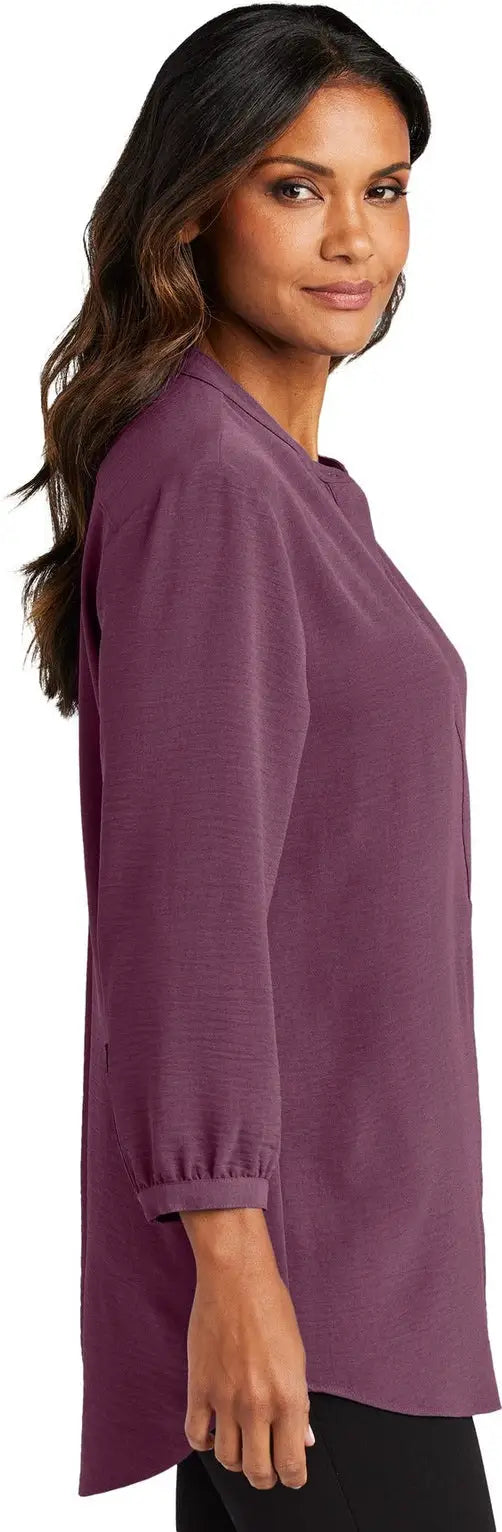 Port Authority Lw713 Women’s 3/4-sleeve Textured Crepe Tunic - Purple Mist