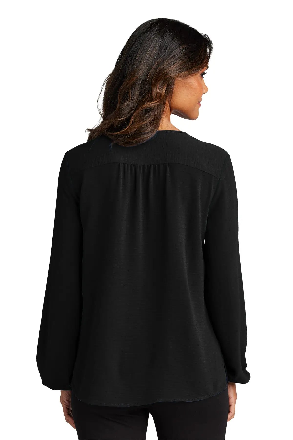Port Authority Lw714 Women’s Textured Crepe Blouse - Deep Black