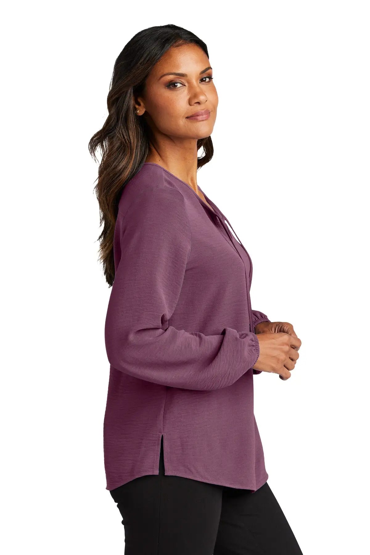 Port Authority Lw714 Women’s Textured Crepe Blouse - Purple Mist
