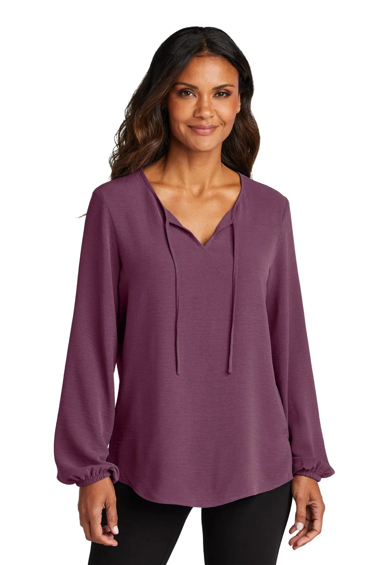 Port Authority Lw714 Women’s Textured Crepe Blouse - Purple Mist