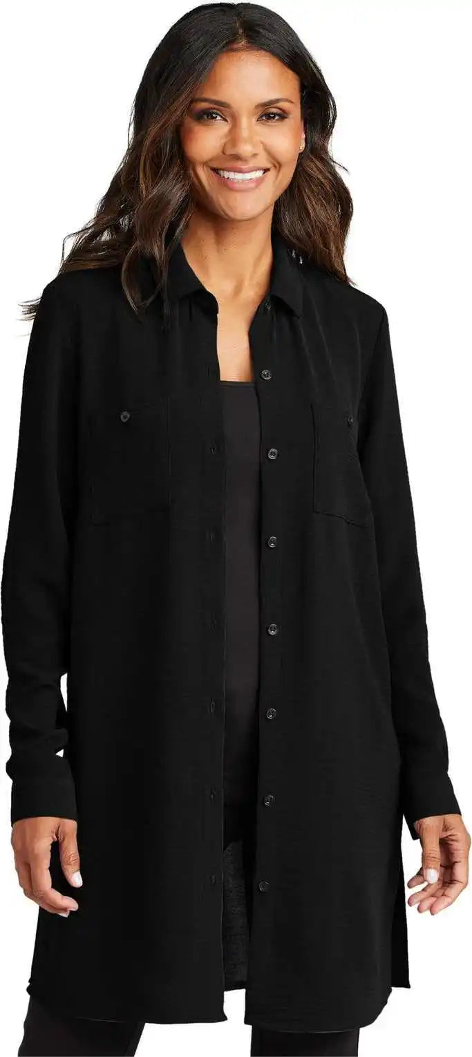 Port Authority Lw715 Women’s Textured Crepe Long Tunic - Deep Black