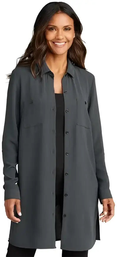 Port Authority Lw715 Women’s Textured Crepe Long Tunic - Graphite