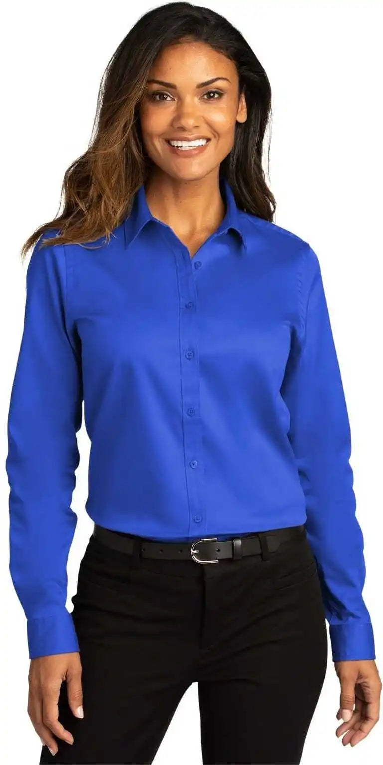Port Authority Lw808 Ladies Long Sleeve Superpro React Twill Shirt True Royal