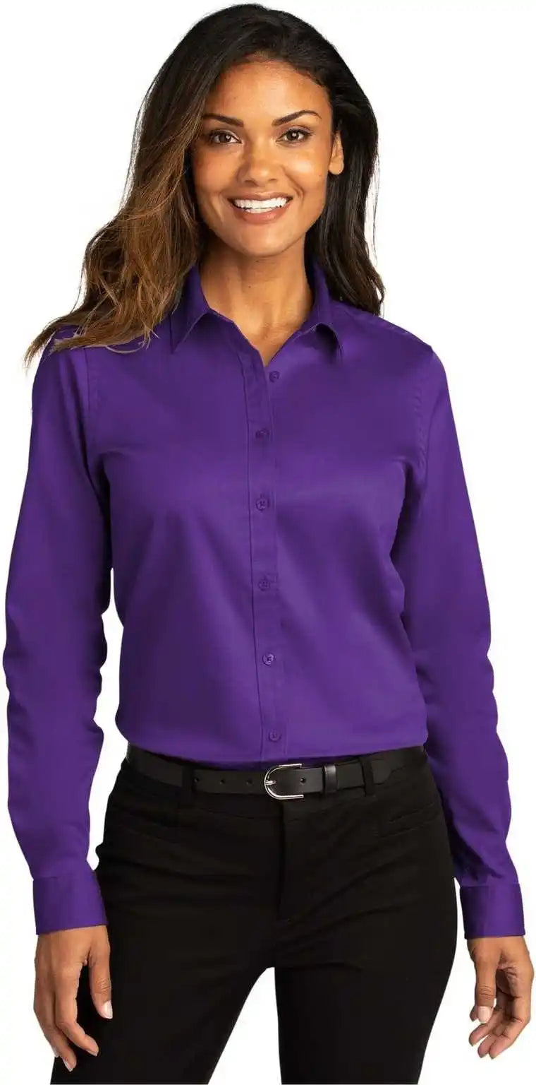 Port Authority Lw808 Ladies Long Sleeve Superpro React Twill Shirt - Purple