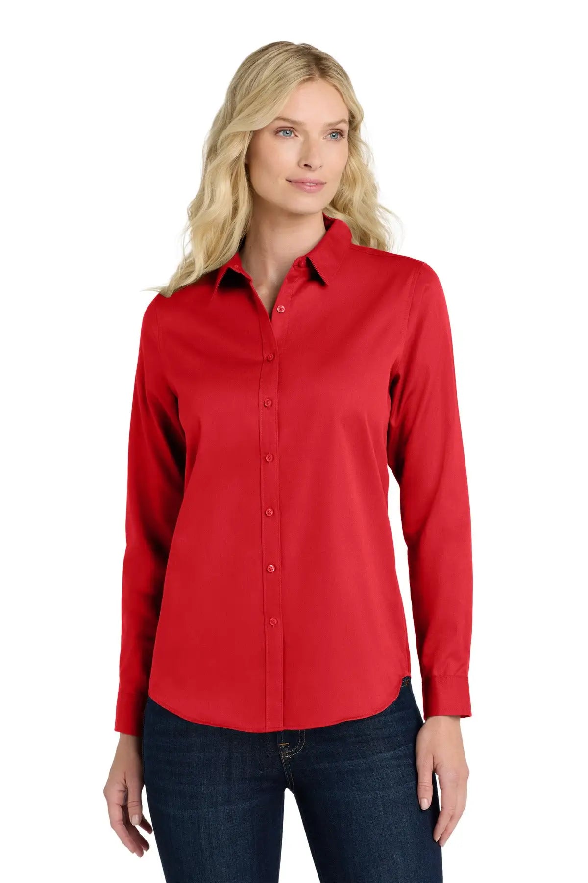 Port Authority Lw808 Women’s Long Sleeve Superpro React Twill Shirt - Rich Red - Ladies Xs