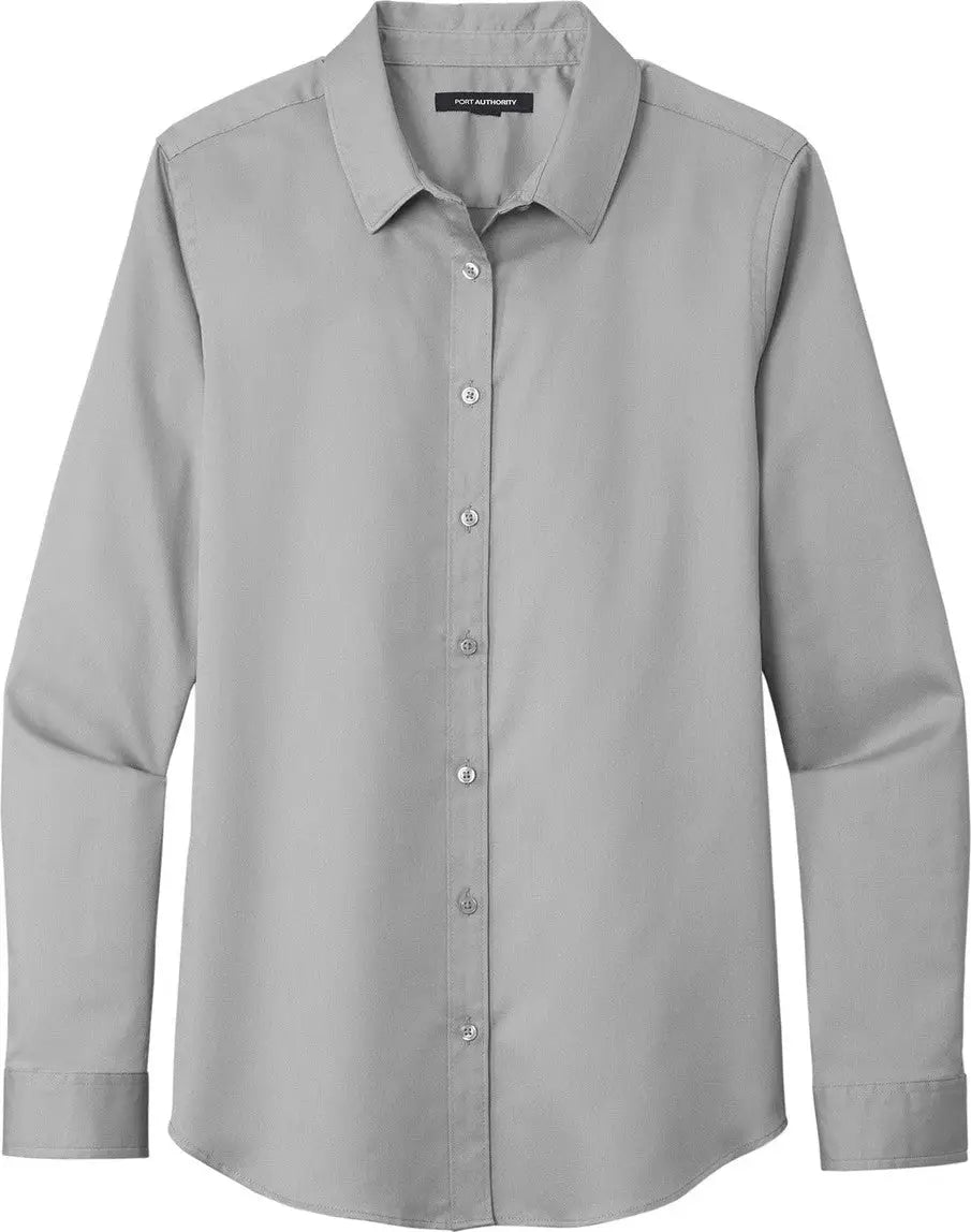 Port Authority Lw808 Women’s Long Sleeve Superpro React Twill Shirt - Gusty Gray