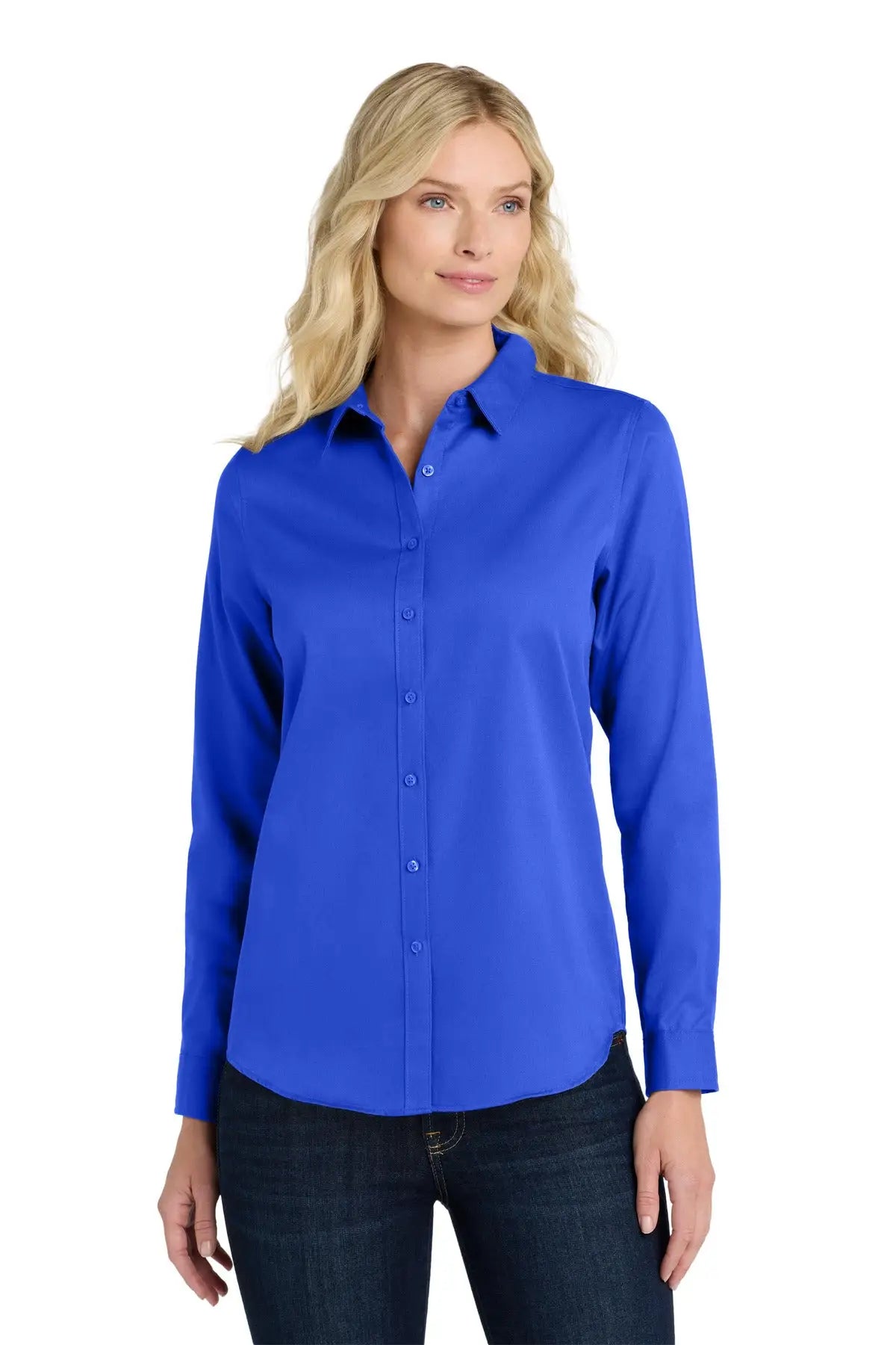 Port Authority Lw808 Women’s Long Sleeve Superpro React Twill Shirt - True Royal - Ladies Xs