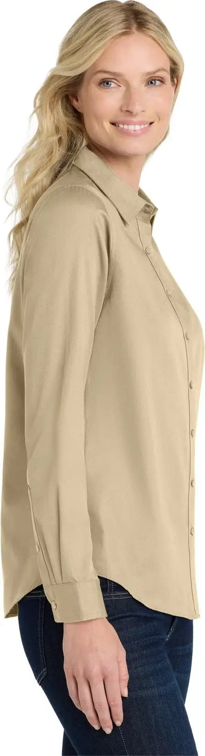 Port Authority Lw808 Women’s Long Sleeve Superpro React Twill Shirt - Wheat
