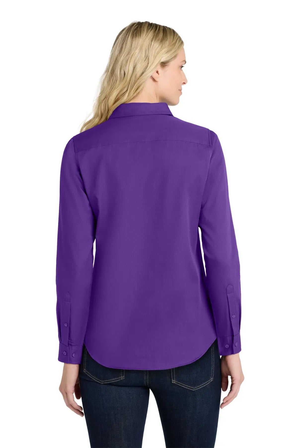 Port Authority Lw808 Women’s Long Sleeve Superpro React Twill Shirt - Purple