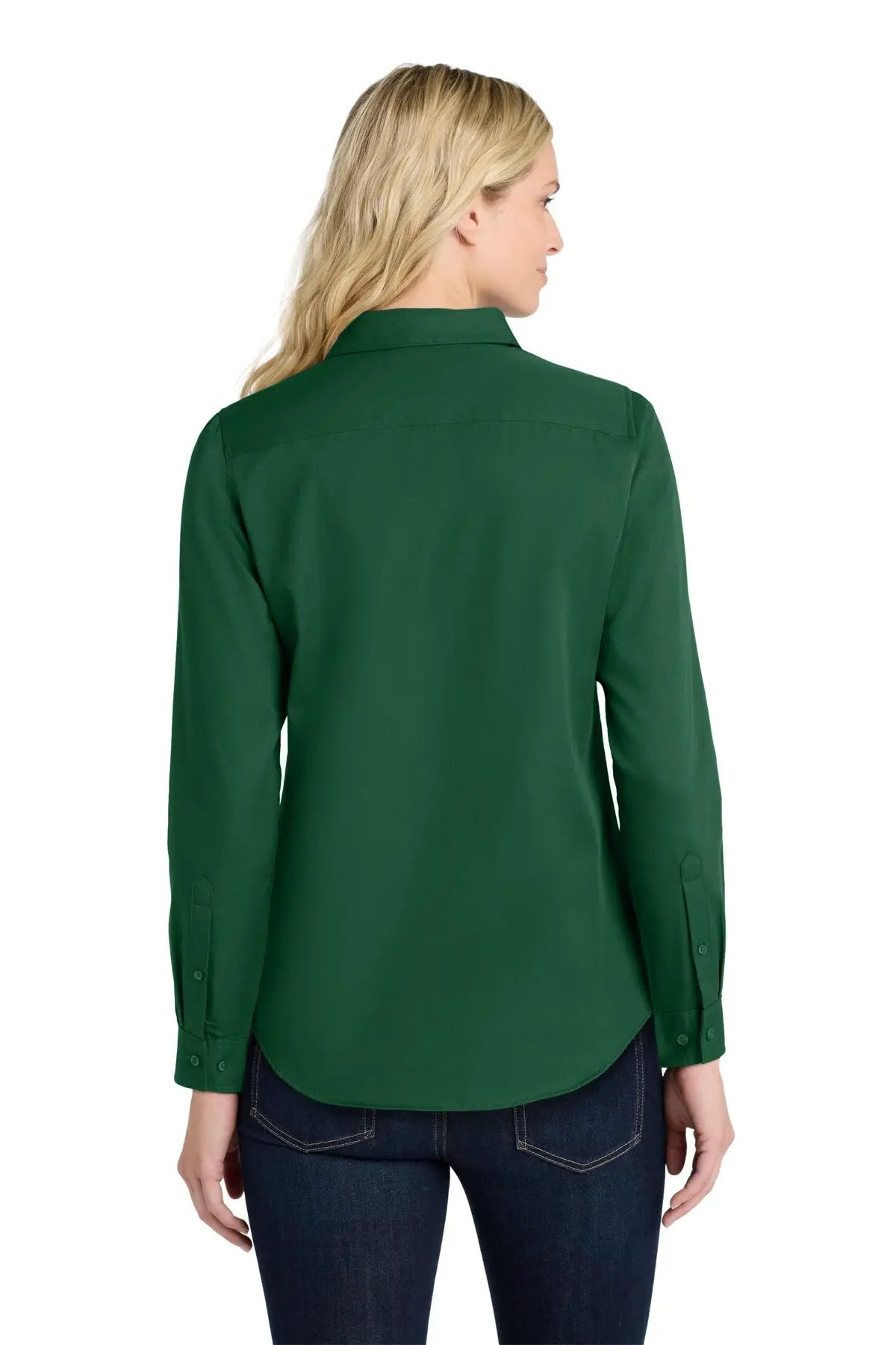 Port Authority Lw808 Women’s Long Sleeve Superpro React Twill Shirt - Dark Green
