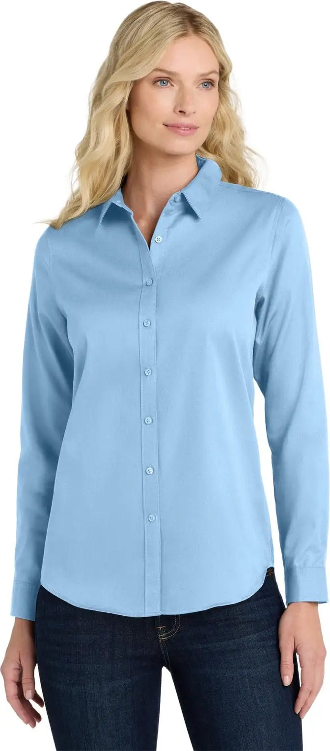 Port Authority Lw808 Women’s Long Sleeve Superpro React Twill Shirt - Cloud Blue - Ladies Xs