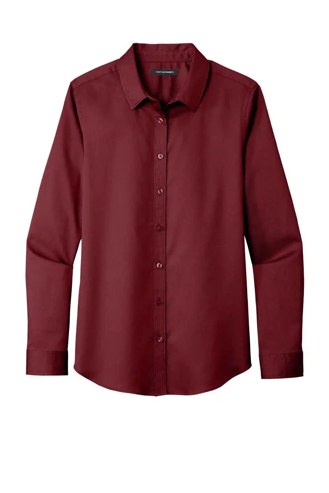 Port Authority Lw808 Women’s Long Sleeve Superpro React Twill Shirt - Burgundy