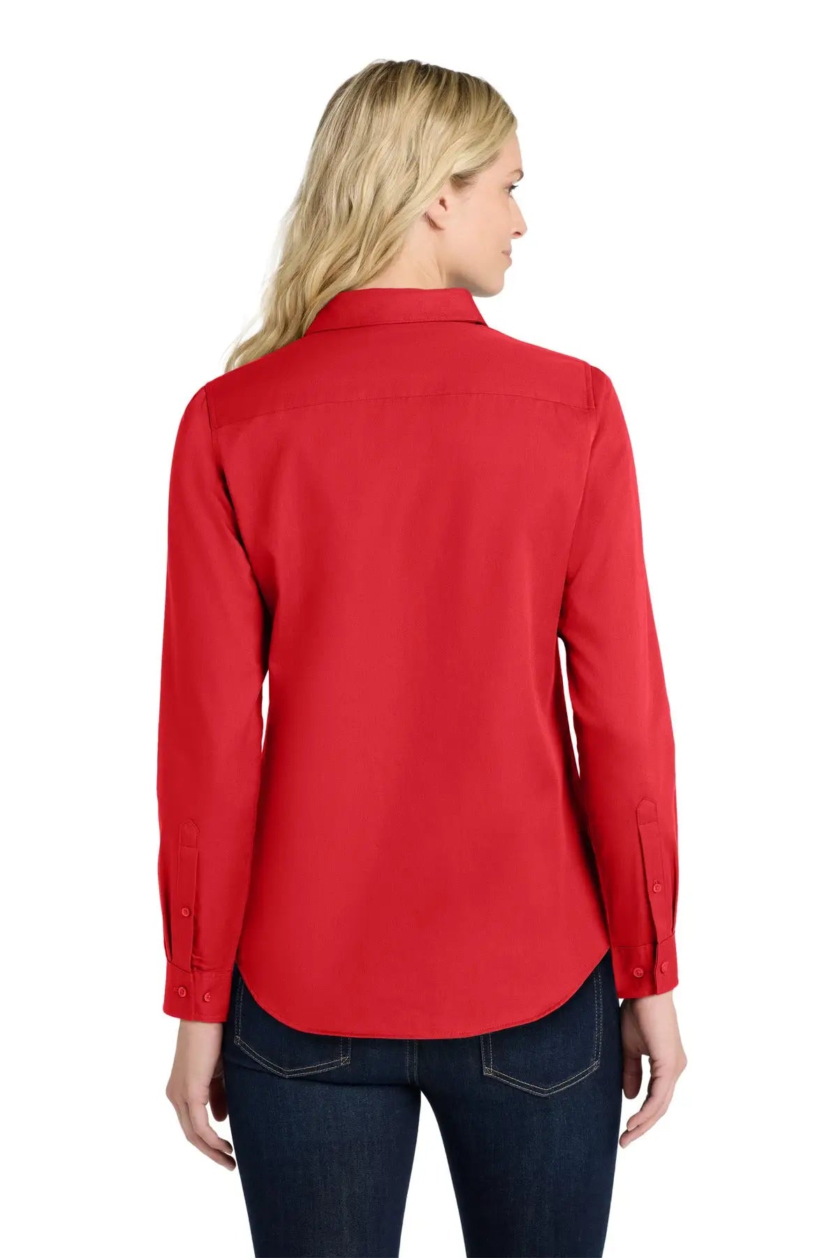 Port Authority Lw808 Women’s Long Sleeve Superpro React Twill Shirt - Rich Red