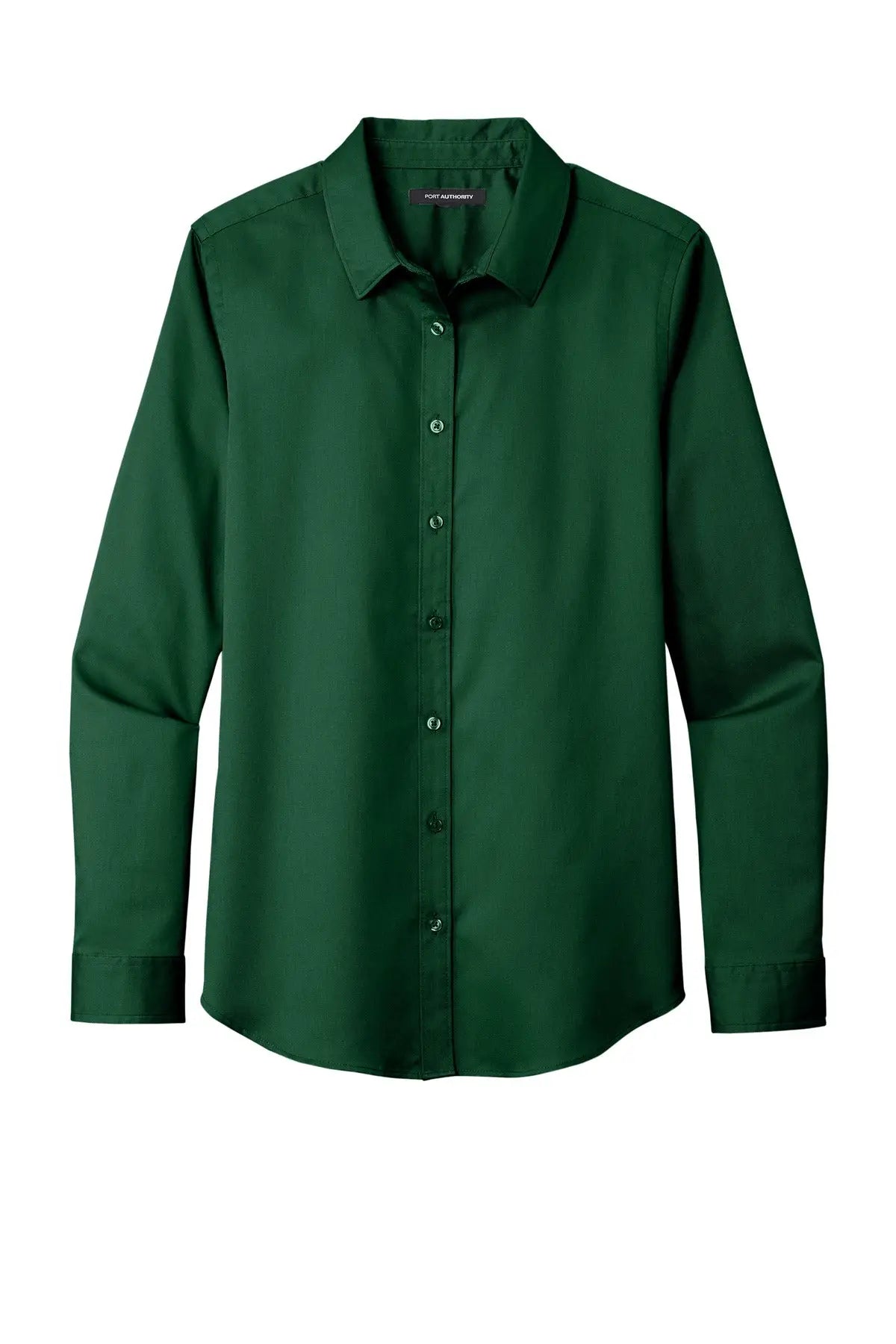 Port Authority Lw808 Women’s Long Sleeve Superpro React Twill Shirt - Dark Green