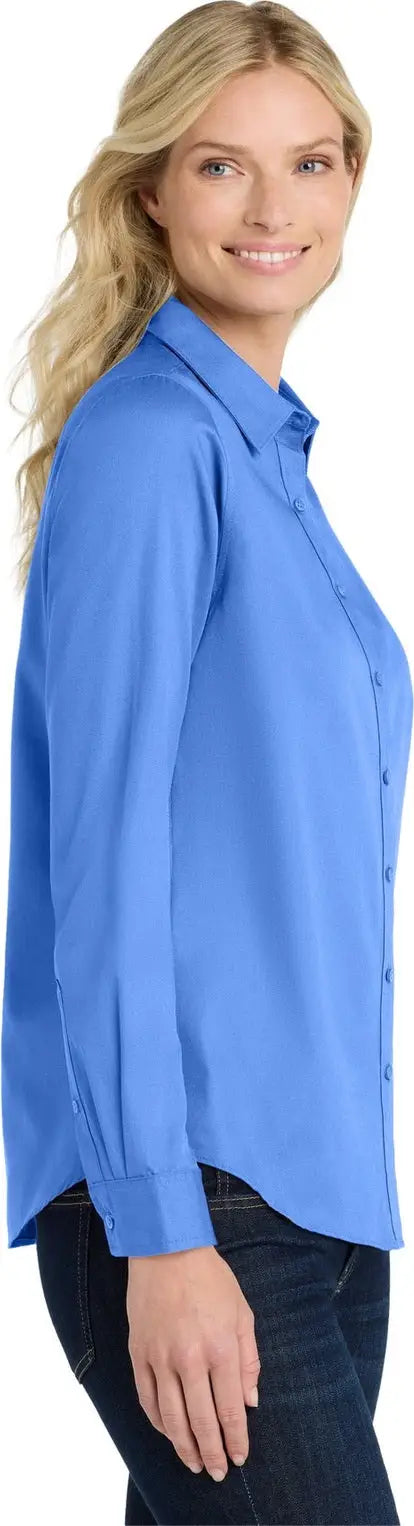 Port Authority Lw808 Women’s Long Sleeve Superpro React Twill Shirt - Ultramarine Blue