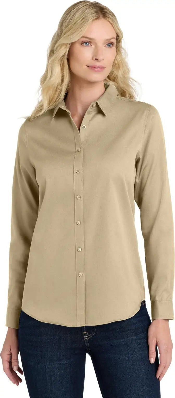 Port Authority Lw808 Women’s Long Sleeve Superpro React Twill Shirt - Wheat - Ladies Xs