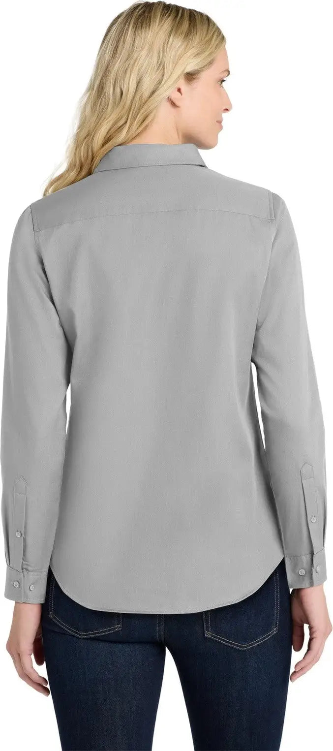 Port Authority Lw808 Women’s Long Sleeve Superpro React Twill Shirt - Gusty Gray