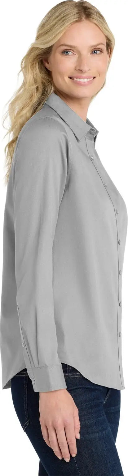 Port Authority Lw808 Women’s Long Sleeve Superpro React Twill Shirt - Gusty Gray