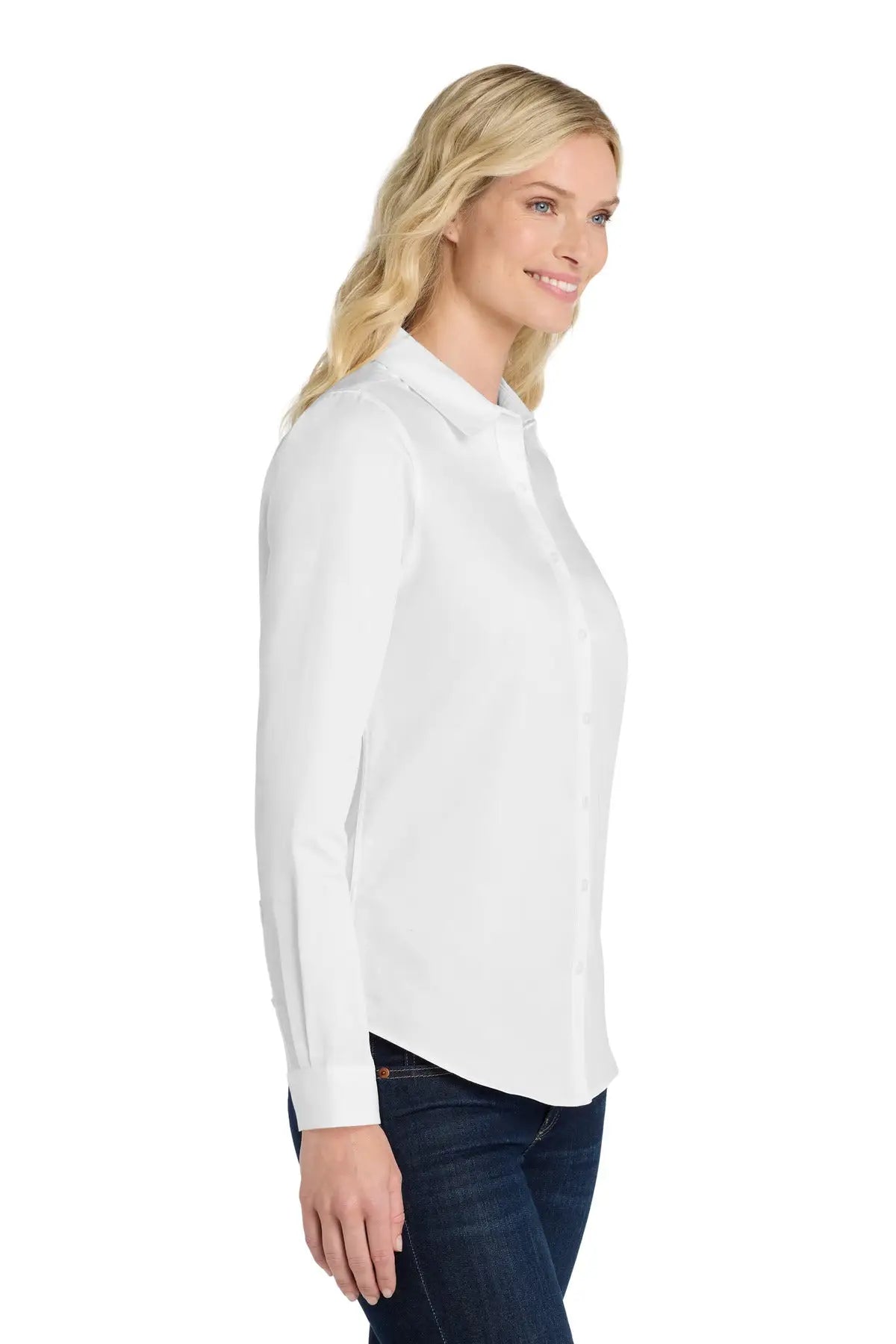 Port Authority Lw808 Women’s Long Sleeve Superpro React Twill Shirt - White