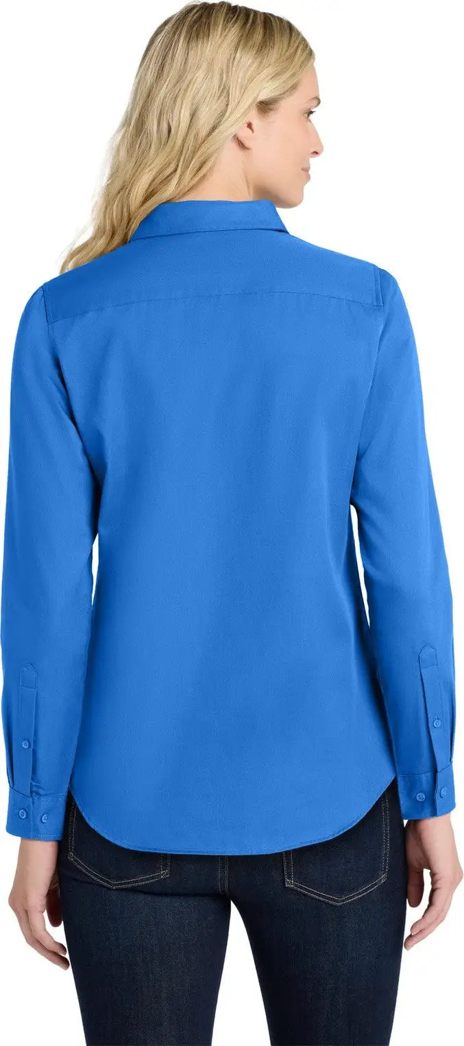 Port Authority Lw808 Women’s Long Sleeve Superpro React Twill Shirt - Strong Blue