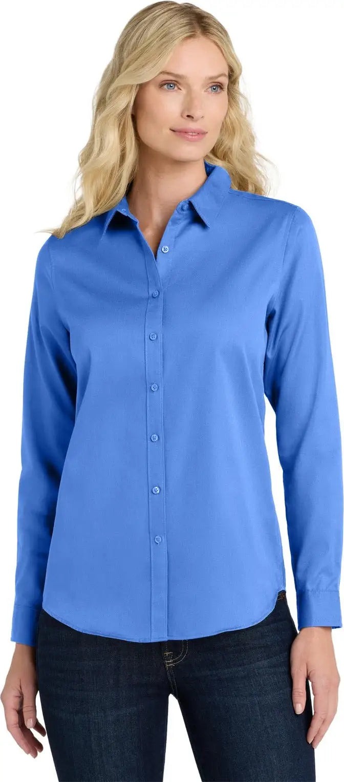 Port Authority Lw808 Women’s Long Sleeve Superpro React Twill Shirt - Ultramarine Blue - Ladies Xs
