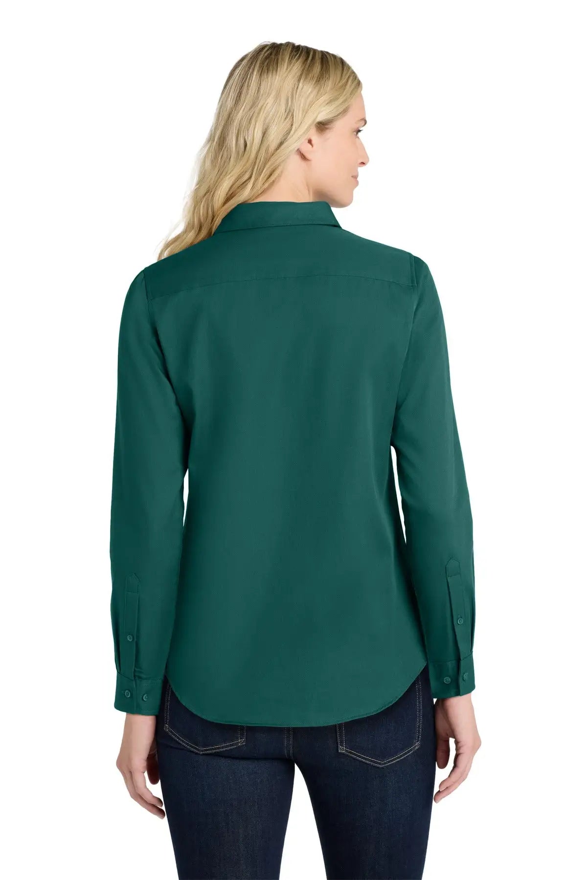 Port Authority Lw808 Women’s Long Sleeve Superpro React Twill Shirt - Marine Green