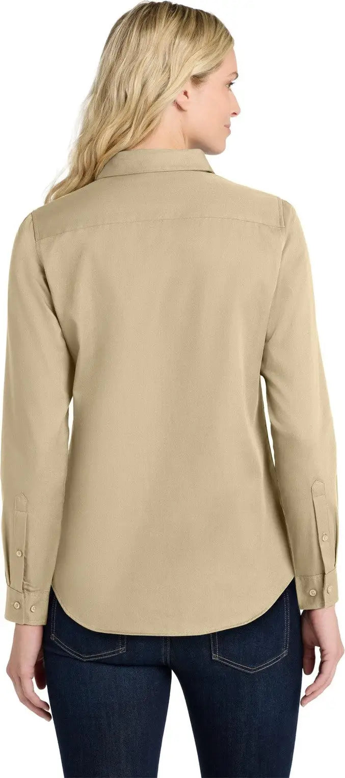 Port Authority Lw808 Women’s Long Sleeve Superpro React Twill Shirt - Wheat