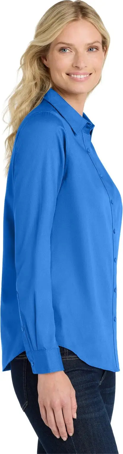 Port Authority Lw808 Women’s Long Sleeve Superpro React Twill Shirt - Strong Blue