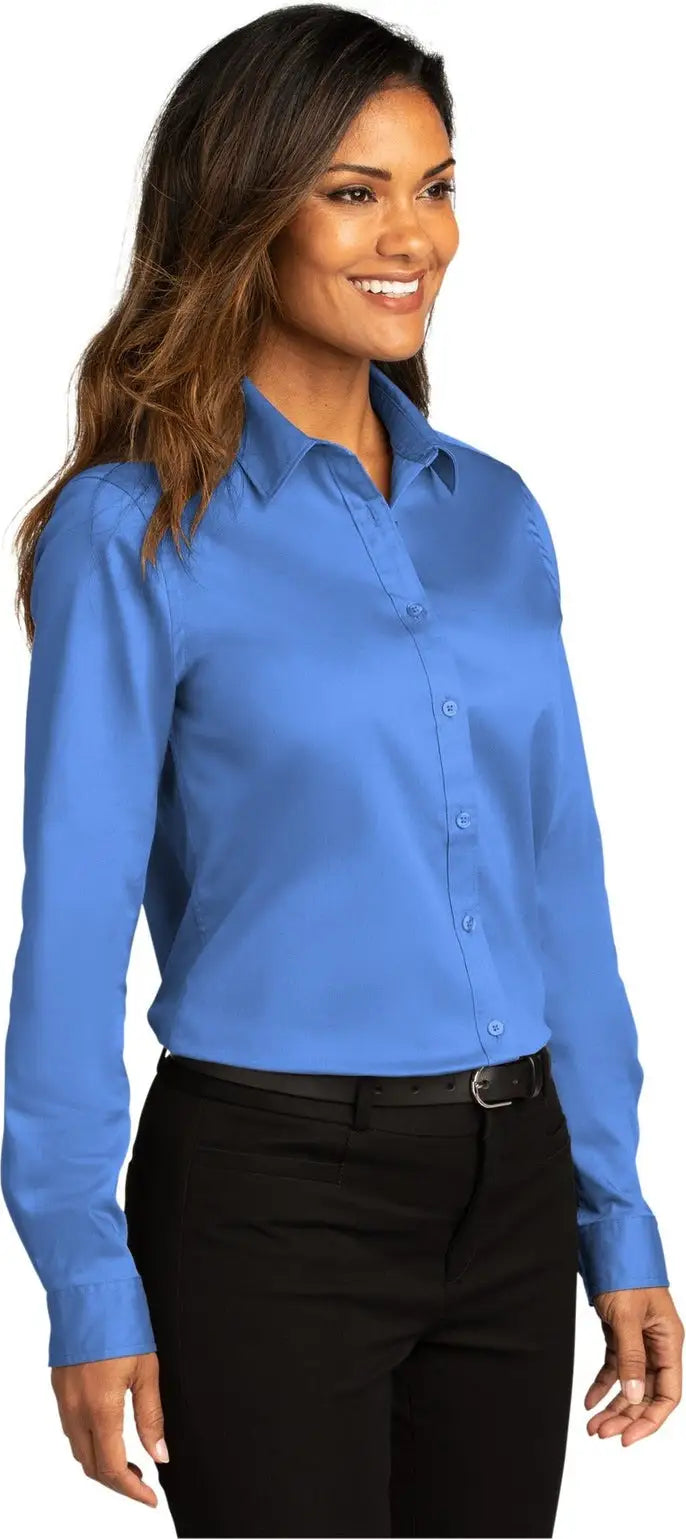 Port Authority Lw808 Women’s Long Sleeve Superpro React Twill Shirt - Ultramarine Blue