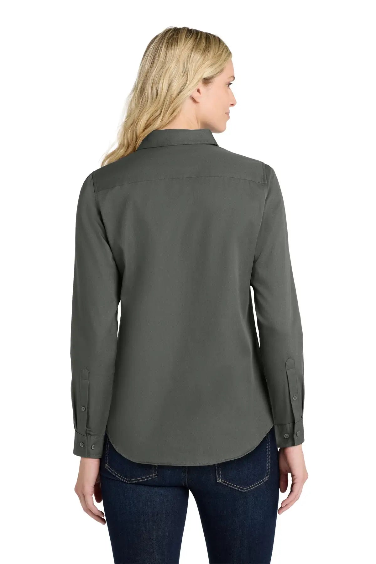 Port Authority Lw808 Women’s Long Sleeve Superpro React Twill Shirt - Storm Gray