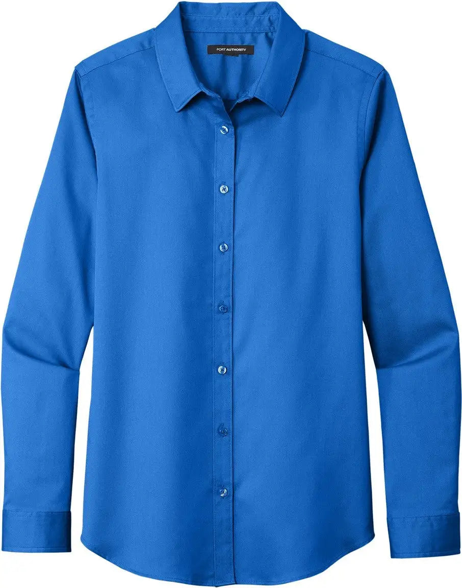 Port Authority Lw808 Women’s Long Sleeve Superpro React Twill Shirt - Strong Blue
