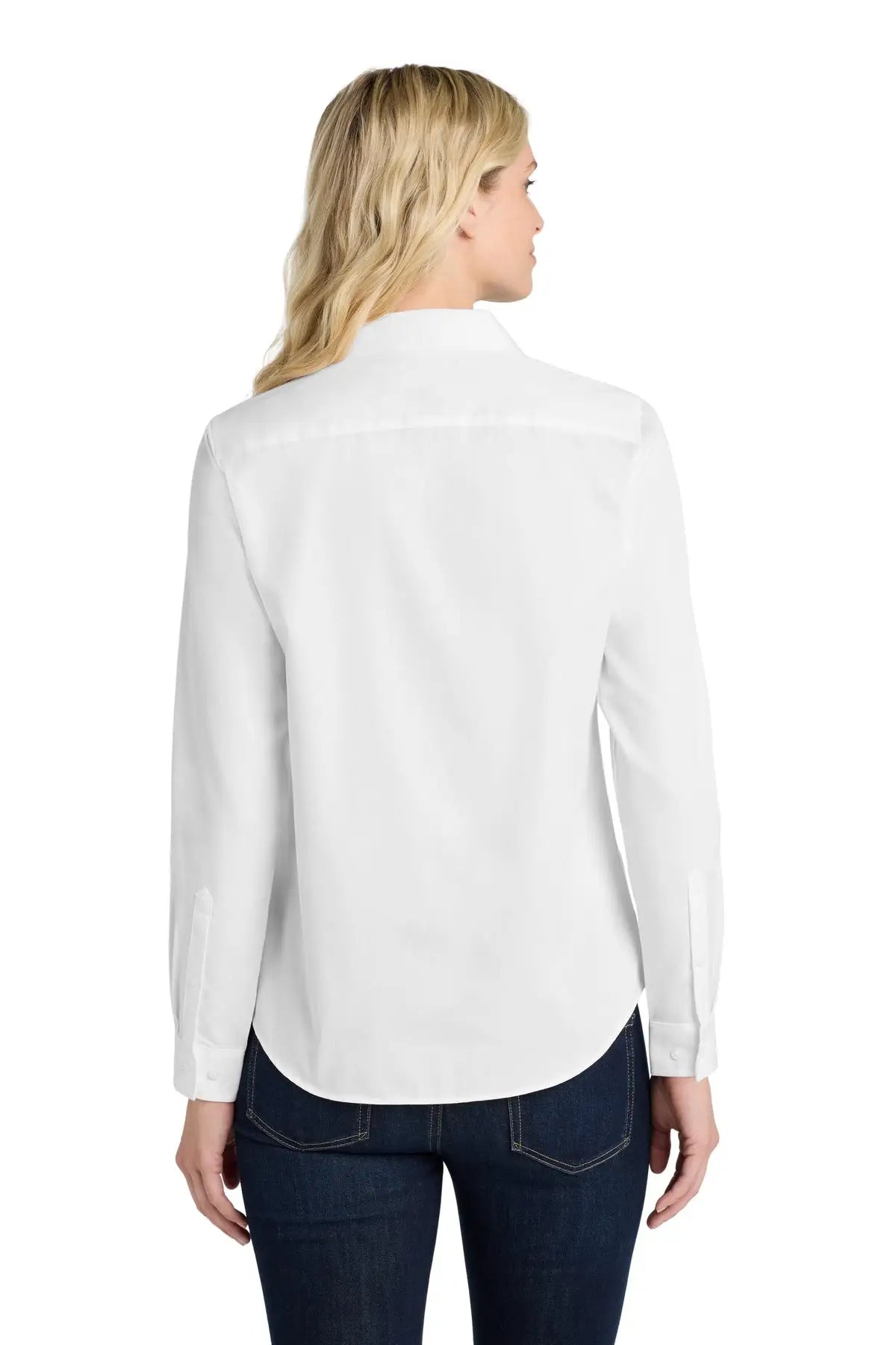 Port Authority Lw808 Women’s Long Sleeve Superpro React Twill Shirt - White