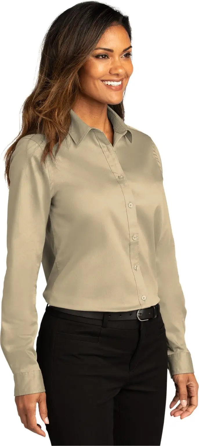 Port Authority Lw808 Women’s Long Sleeve Superpro React Twill Shirt - Wheat