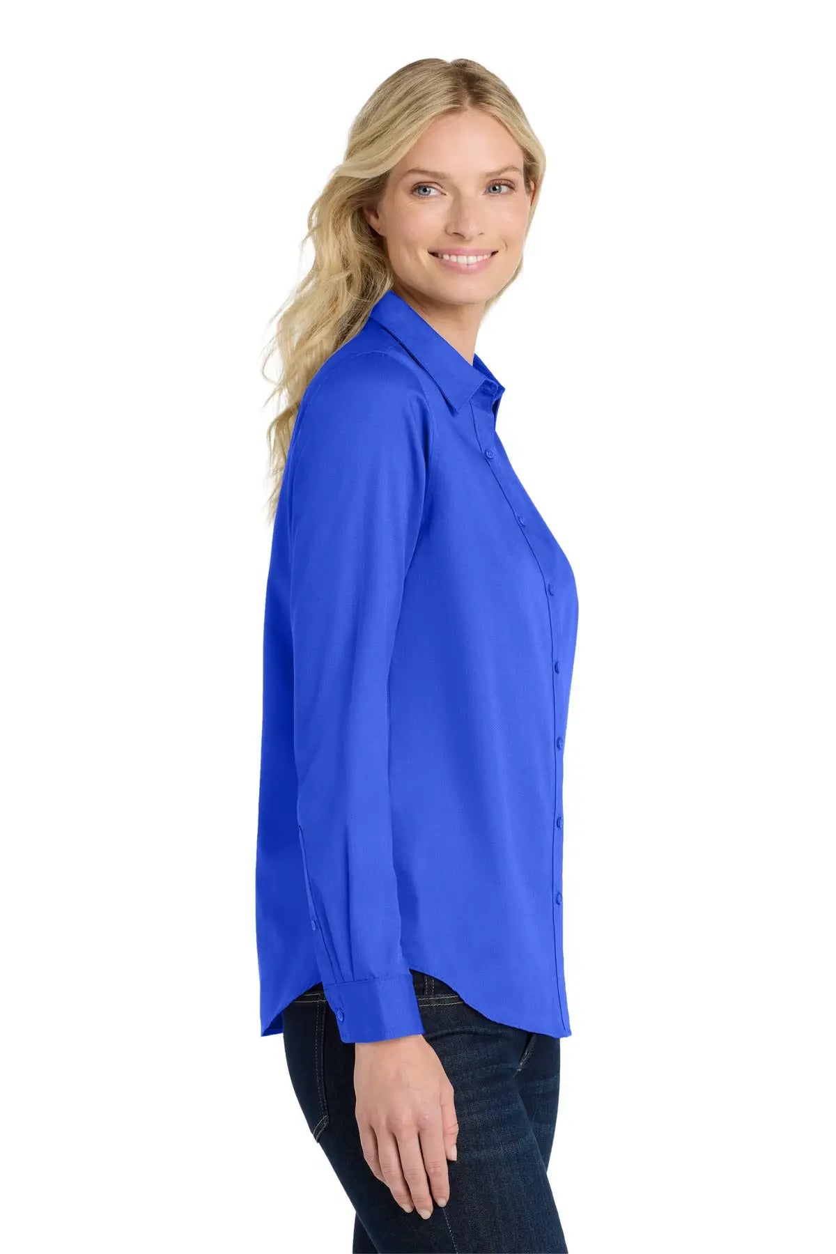 Port Authority Lw808 Women’s Long Sleeve Superpro React Twill Shirt - True Royal