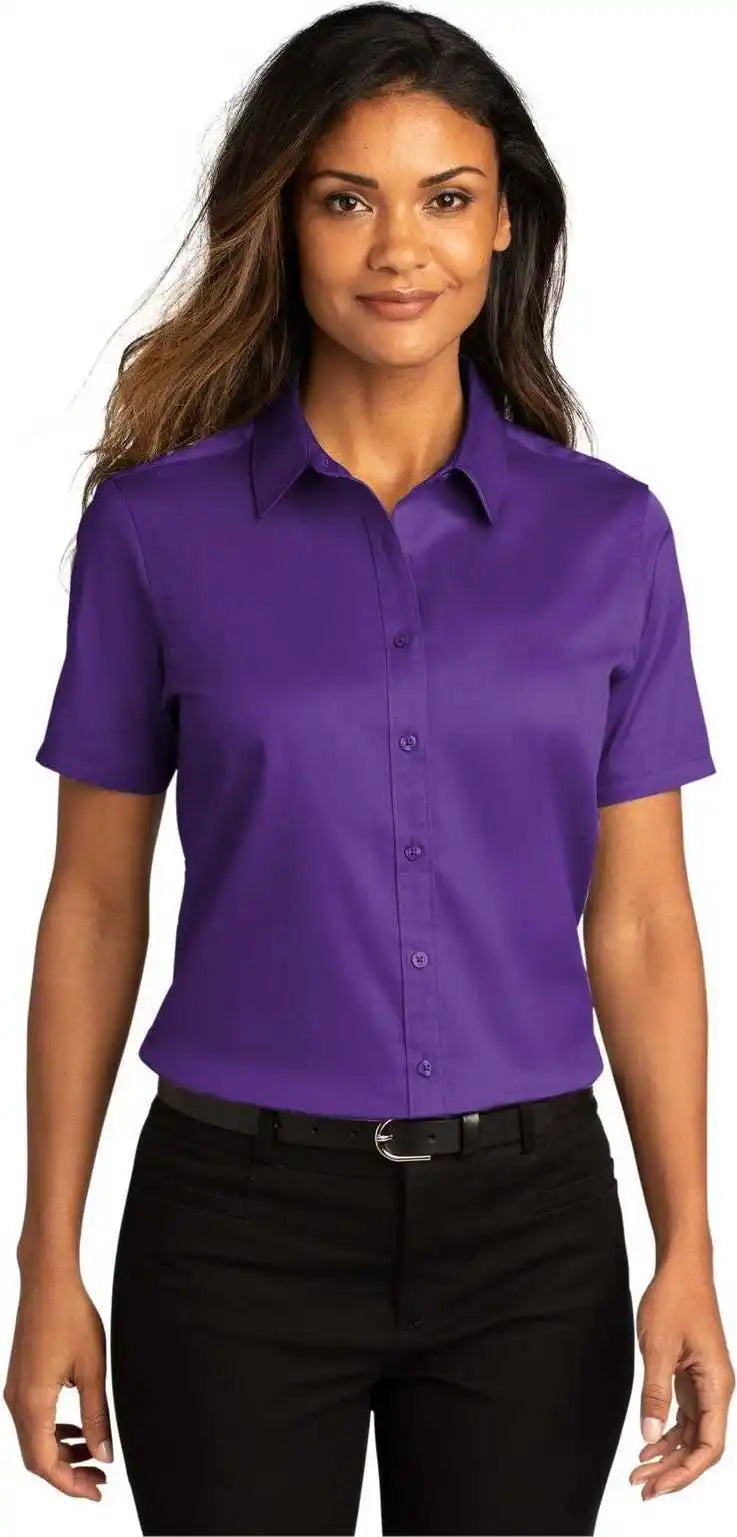 Port Authority Lw809 Ladies Long Sleeve Superpro React Twill Shirt - Purple