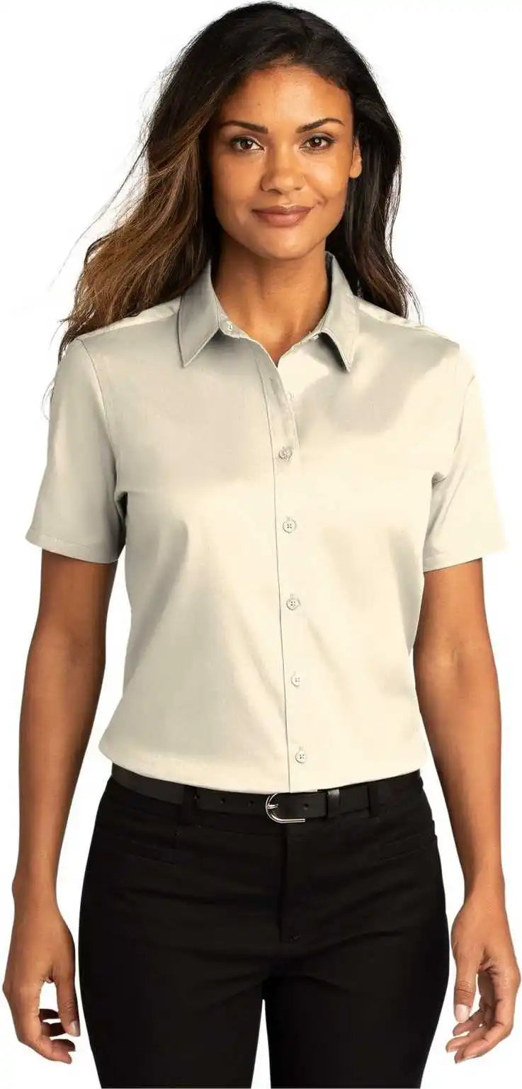 Port Authority Lw809 Ladies Long Sleeve Superpro React Twill Shirt Ecru