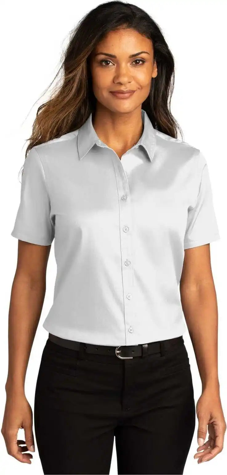 Port Authority Lw809 Ladies Long Sleeve Superpro React Twill Shirt White