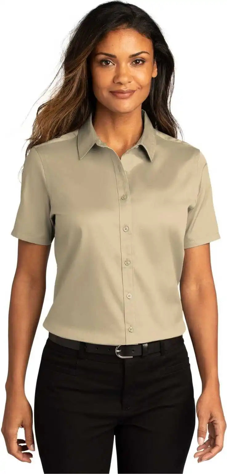 Port Authority Lw809 Ladies Long Sleeve Superpro React Twill Shirt Wheat