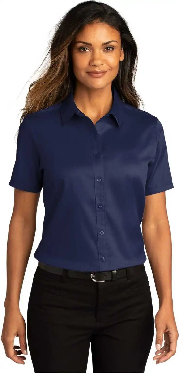 Port Authority Lw809 Ladies Long Sleeve Superpro React Twill Shirt True Navy