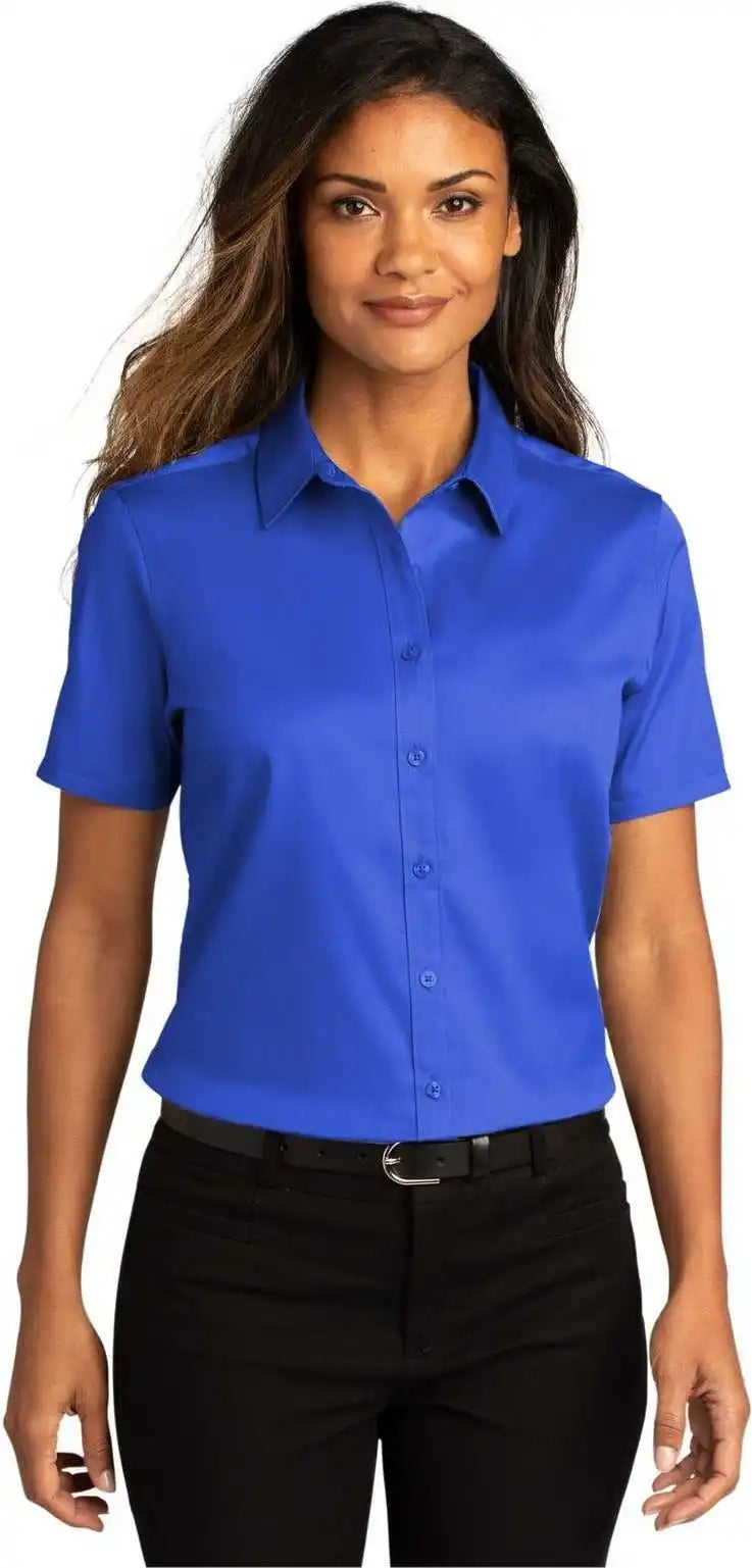 Port Authority Lw809 Ladies Long Sleeve Superpro React Twill Shirt True Royal