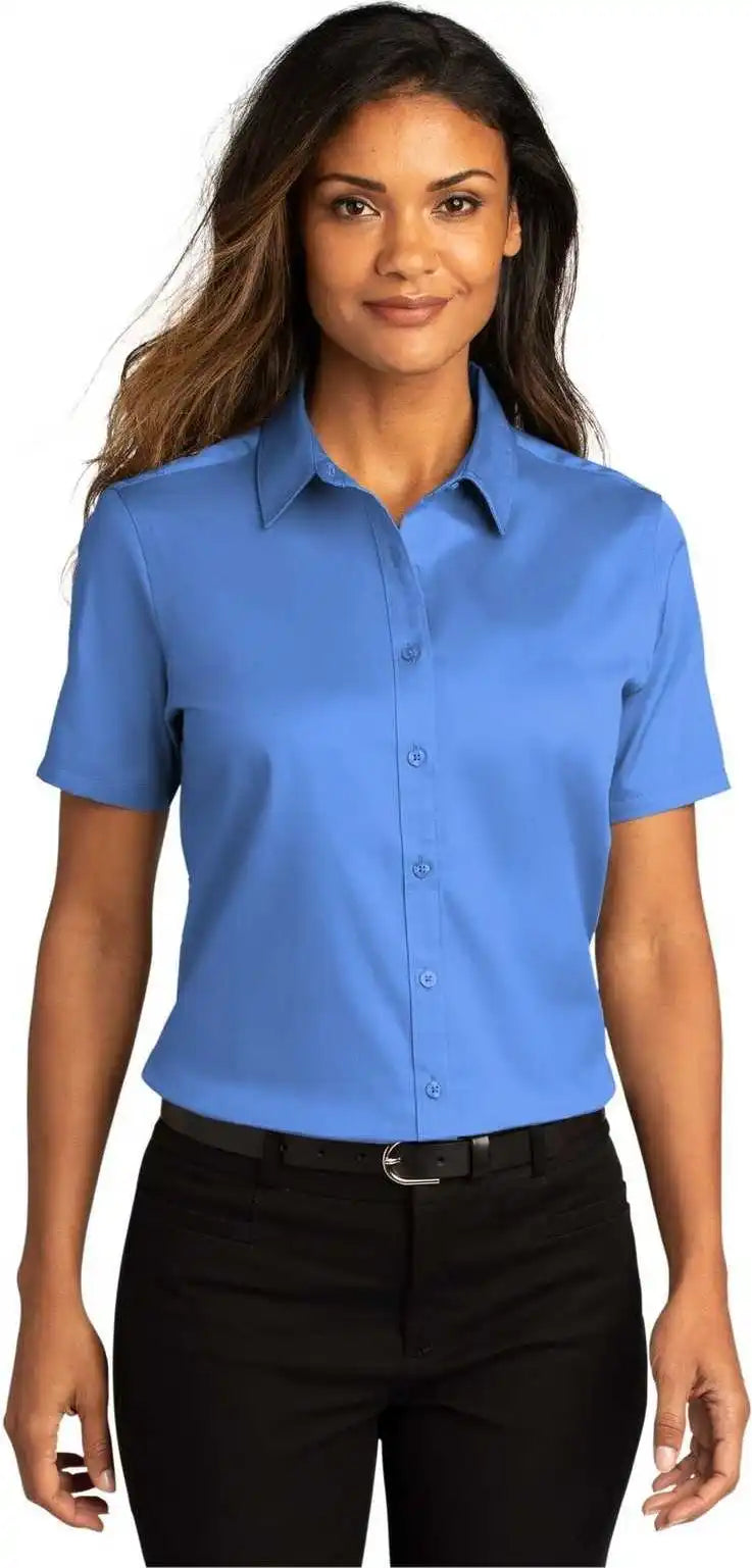 Port Authority Lw809 Ladies Long Sleeve Superpro React Twill Shirt Ultramarine Blue