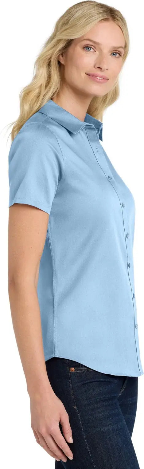 Port Authority Lw809 Women’s Short Sleeve Superpro React Twill Shirt - Cloud Blue