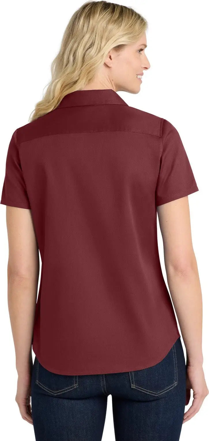 Port Authority Lw809 Women’s Short Sleeve Superpro React Twill Shirt - Burgundy