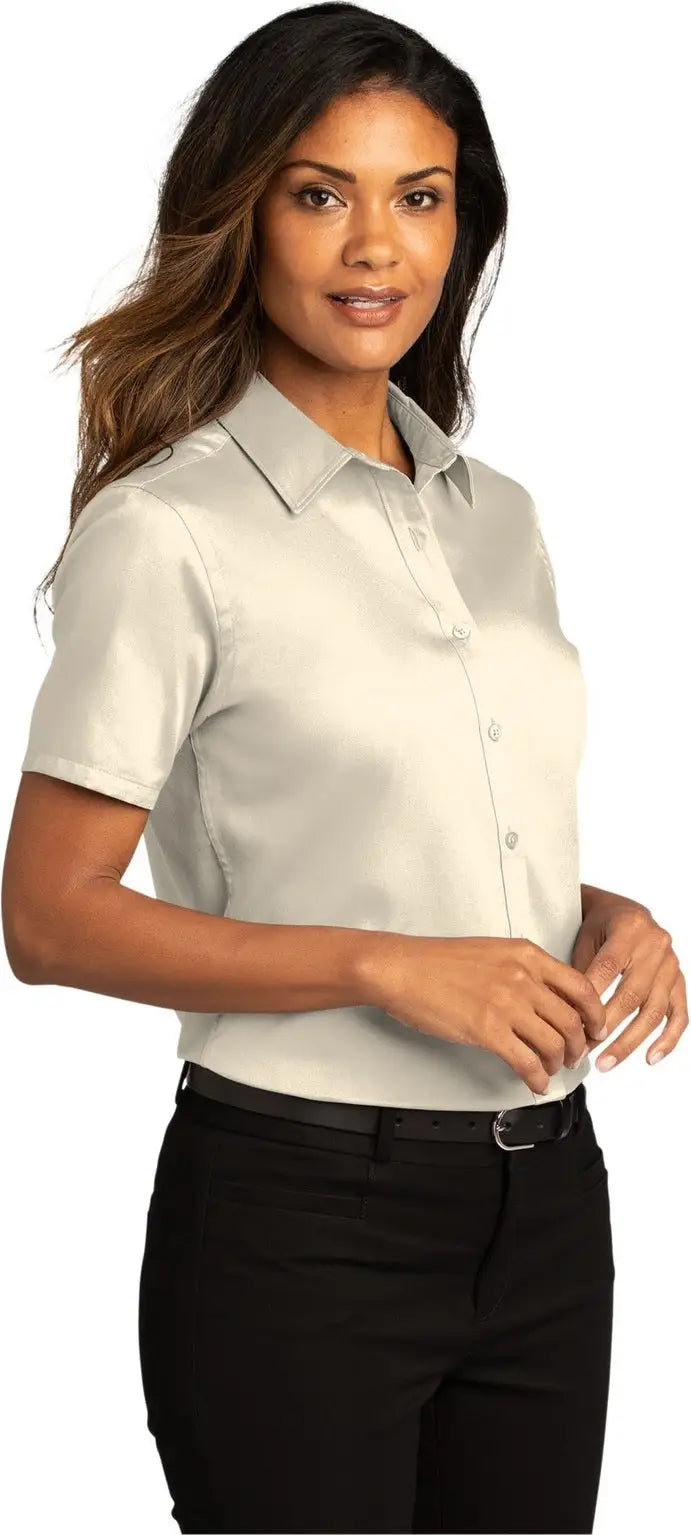 Port Authority Lw809 Women’s Short Sleeve Superpro React Twill Shirt - Ecru