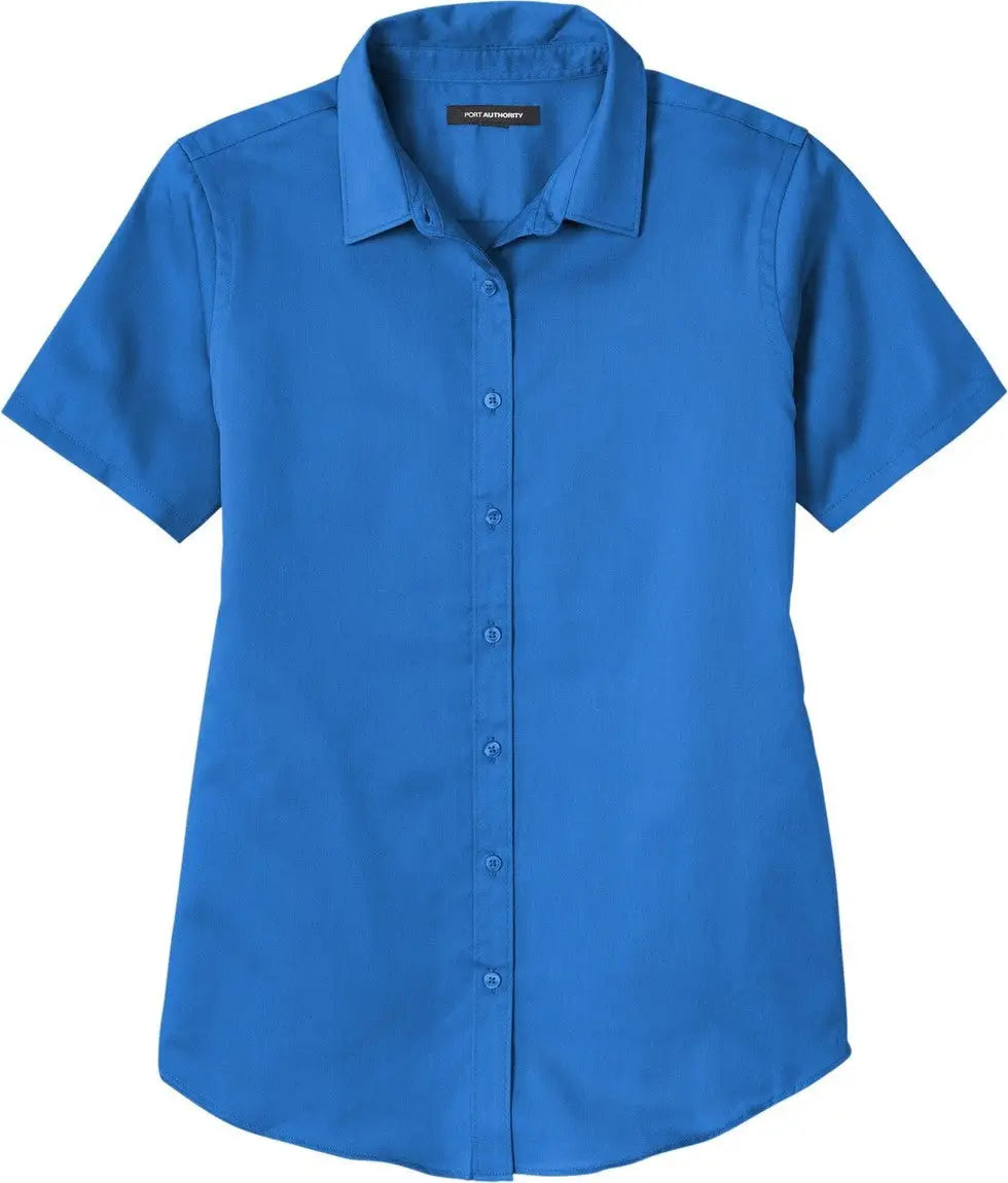 Port Authority Lw809 Women’s Short Sleeve Superpro React Twill Shirt - Strong Blue