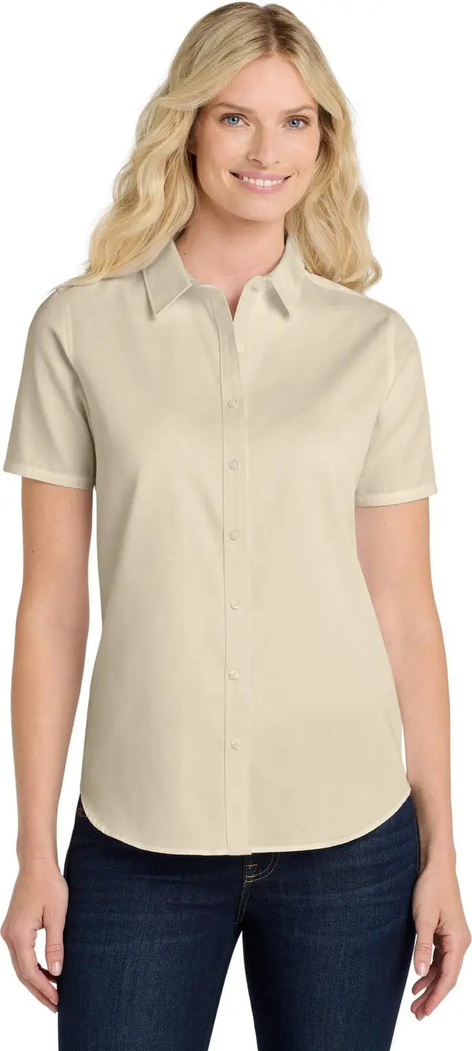Port Authority Lw809 Women’s Short Sleeve Superpro React Twill Shirt - Ecru - Ladies Xs